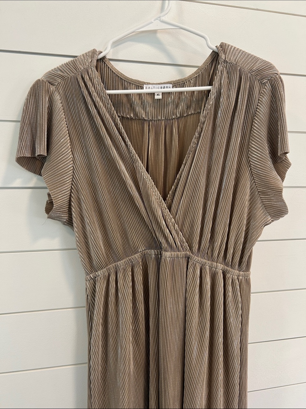 Baltic Born Metallic Pleated Maxi Skirt - Taupe Beige - Picture 3 of 3